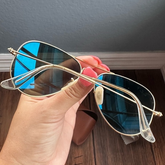 Ray Ban Blue Mirrored Gold Sunglasses Large aviator pilot sunglasses polarized - Picture 11 of 16